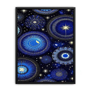 celestial blue gold canvas art bedroom