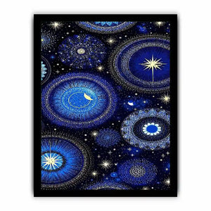 celestial blue gold canvas art bedroom