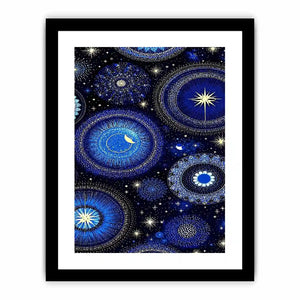 celestial blue gold canvas art bedroom