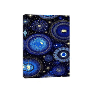 celestial blue gold canvas art bedroom