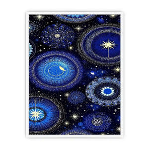 celestial blue gold canvas art bedroom
