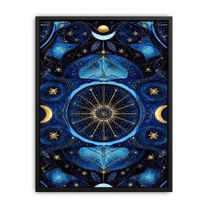 blue gold celestial mandala wall art