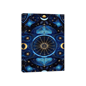 blue gold celestial mandala wall art