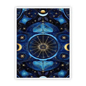 blue gold celestial mandala wall art
