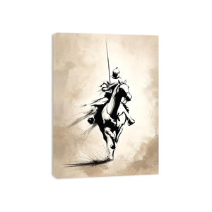 black ink horse rider canvas office decor