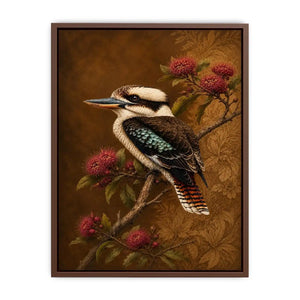 kookaburra bird canvas print native flowers