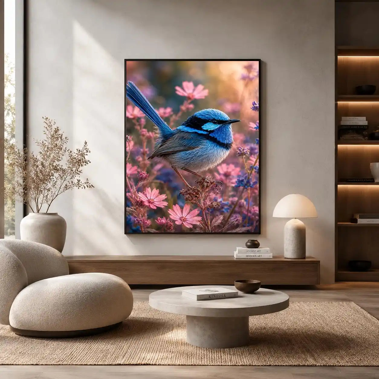 blue wren bird canvas print bedroom
