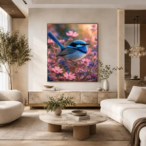 blue wren bird canvas print bedroom