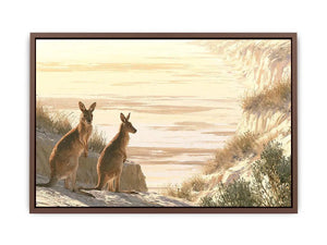 coastal kangaroo wildlife canvas beach house