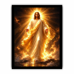 radiant jesus golden light canvas art