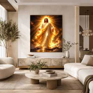 radiant jesus golden light canvas art