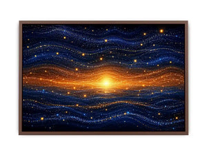 blue gold abstract horizon wall art