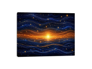 blue gold abstract horizon wall art