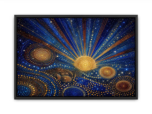 blue gold galaxy mosaic canvas print