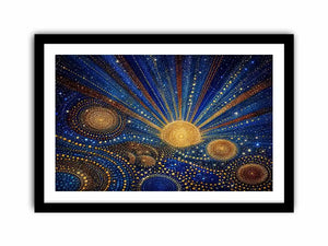 blue gold galaxy mosaic canvas print