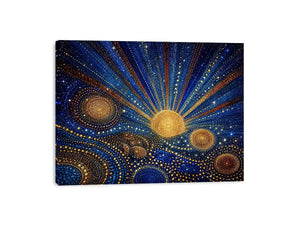 blue gold galaxy mosaic canvas print