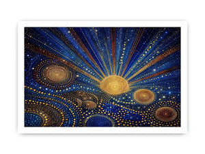 blue gold galaxy mosaic canvas print