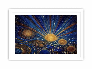 blue gold galaxy mosaic canvas print