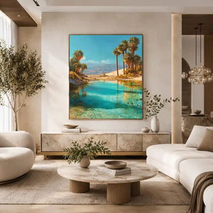 desert oasis palm tree canvas living room