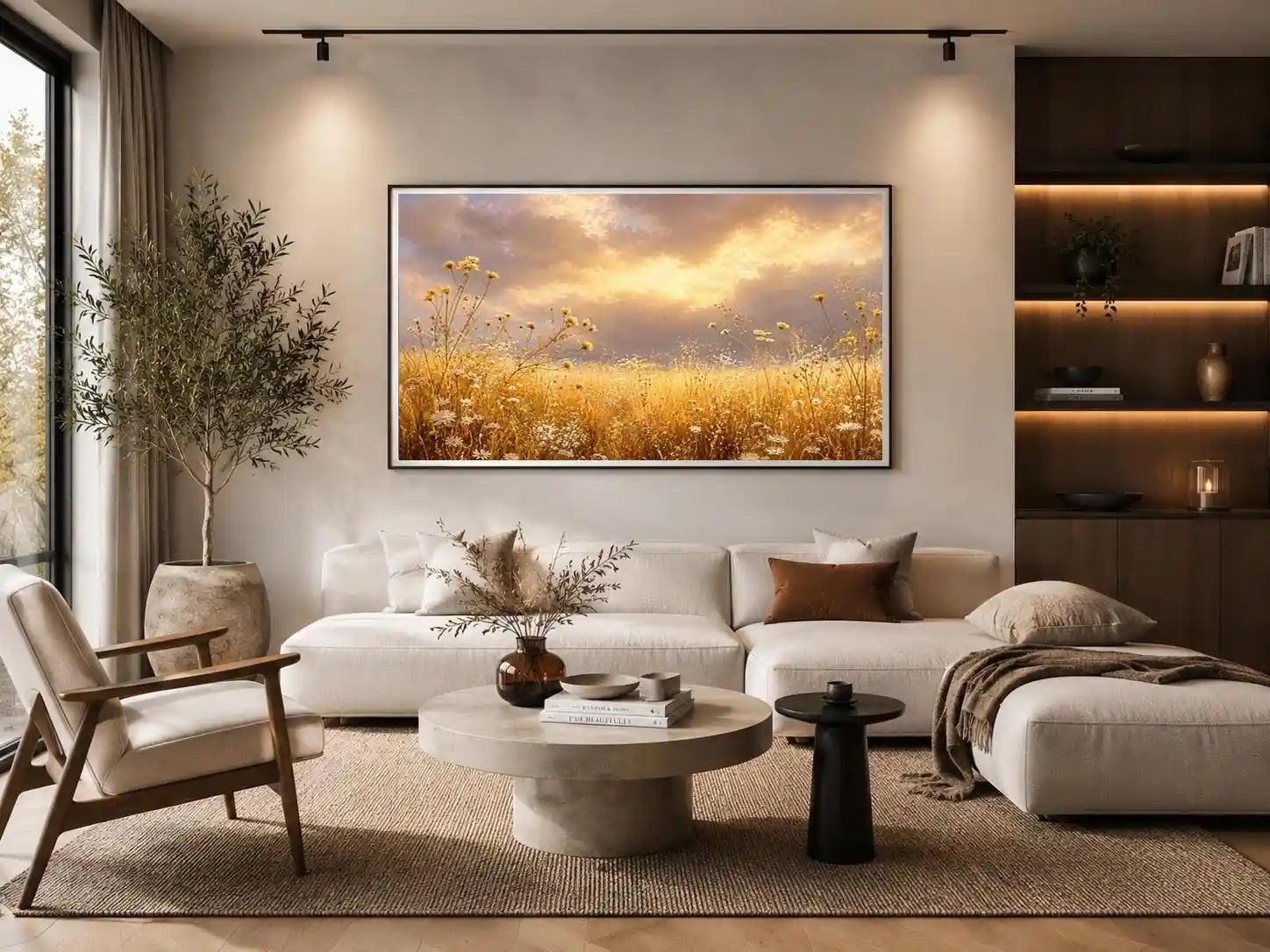 golden wildflower canvas print bedroom