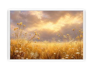 golden wildflower canvas print bedroom