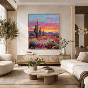 desert cactus sunset canvas living room
