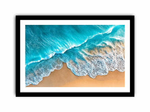 aerial turquoise ocean beach coastal wave wall art