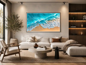 aerial turquoise ocean beach coastal wave wall art