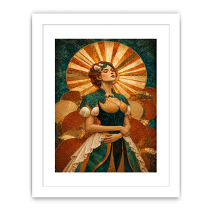 art deco woman canvas wall art teal gold