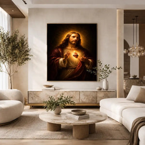 classic sacred heart artwork bedroom decor