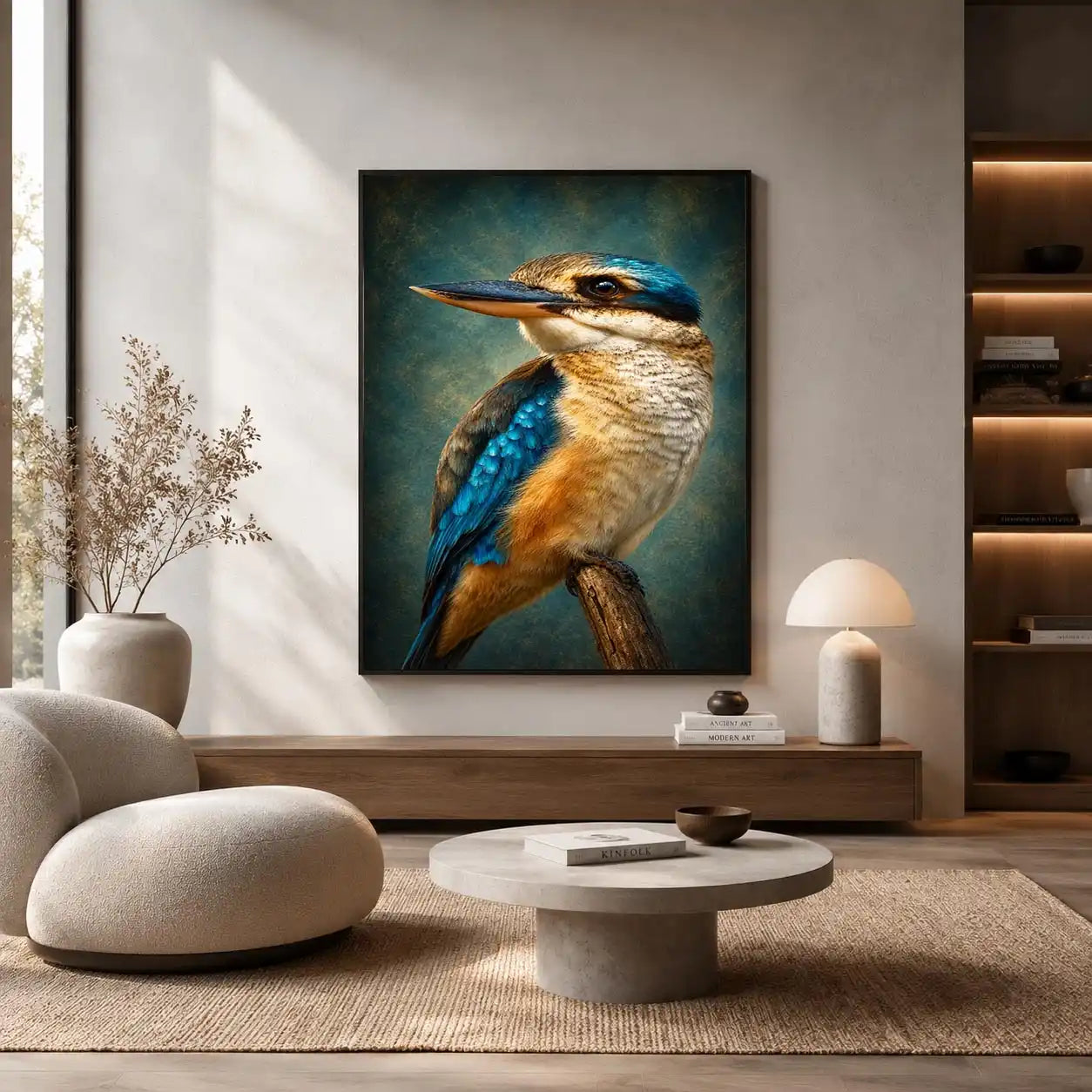 kingfisher bird canvas print modern decor