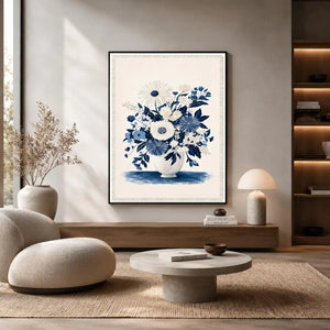 blue white floral canvas print