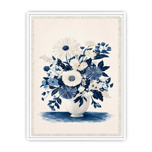 blue white floral canvas print