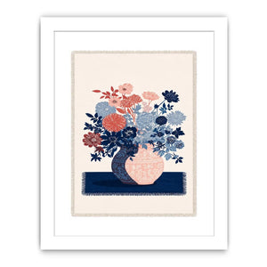 pink blue floral vase artwork