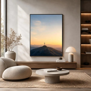 mountain cross sunrise canvas print