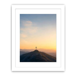 mountain cross sunrise canvas print
