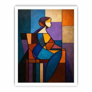 colorful cubist geometric canvas art