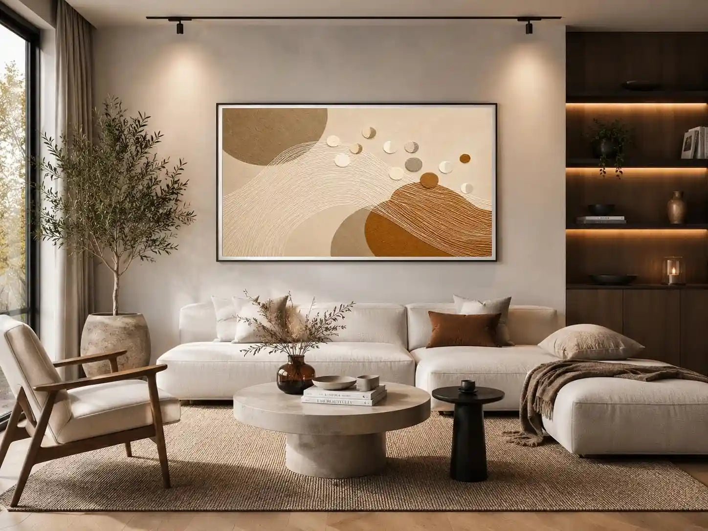 neutral geometric abstract canvas wall art
