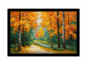 autumn forest path wall art