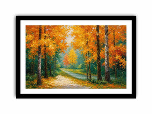 autumn forest path wall art