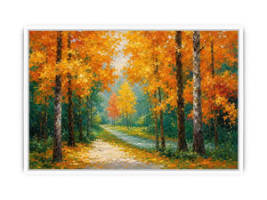 autumn forest path wall art