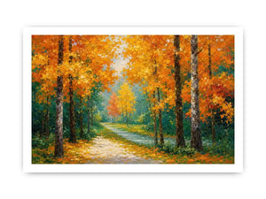 autumn forest path wall art