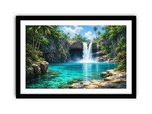 tropical waterfall lagoon canvas art