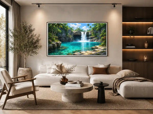 tropical waterfall lagoon canvas art