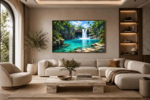 tropical waterfall lagoon canvas art