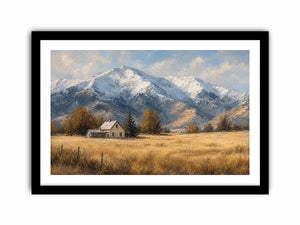 snow mountain farmhouse canvas print