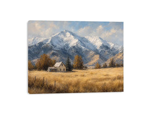 snow mountain farmhouse canvas print