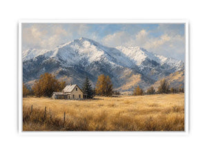 snow mountain farmhouse canvas print