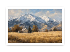 snow mountain farmhouse canvas print