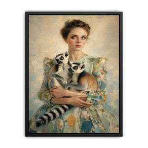 woman lemurs portrait canvas art